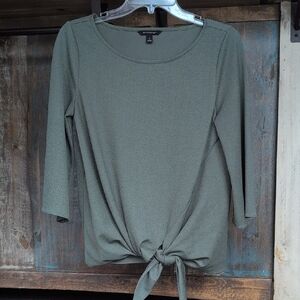 Banana Republic Olive Green Tie Front 3/4 Sleeve Top - Women's Small